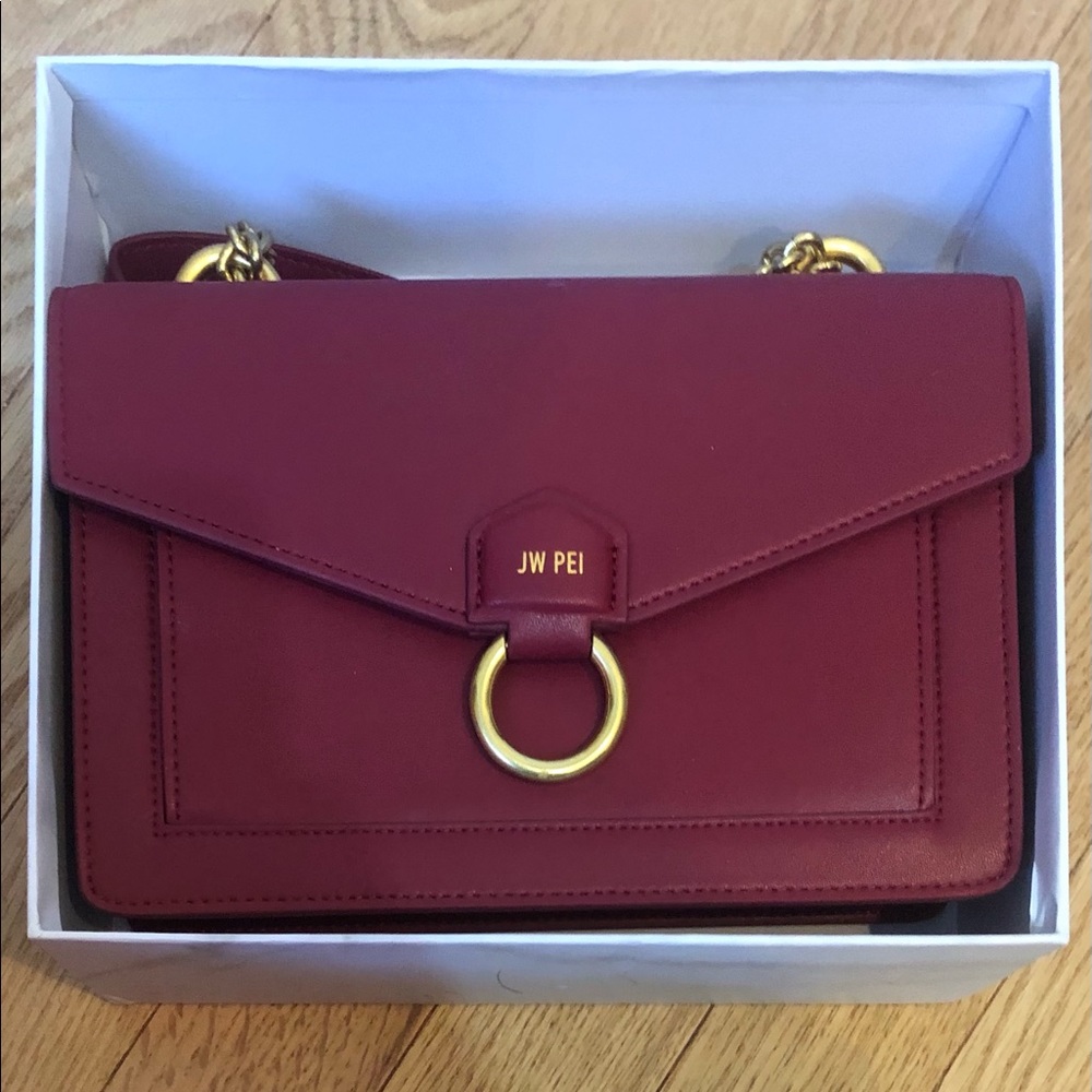 JW PEI Envelope Chain Crossbody Bag in Wine Red